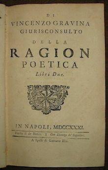 Gravina Vincenzo Della ragion poetica Libri due 1731 Napoli